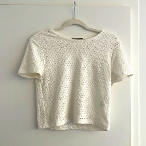 Zara white embroidery top size medium